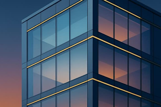 design a modern glass facade, glazing and curtain well layout