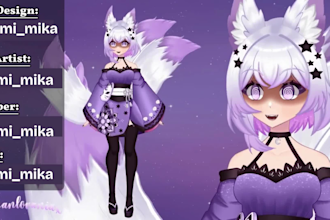 create vtuber model, vtuber design, vtuber rigging ,live 2d, facerig, 2d vtuber