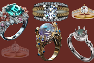 3d jewelry design cad 3d model rings jewelry  pendant realistic render 3d prints