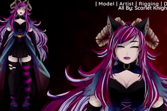 design and create live2d vtuber model, 2d vtuber anime, 2d vtuber rigging