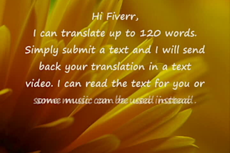 make a text video from French to English or English to French