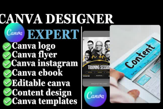 design unique logo, flyer, presentation, canva ebook, resume, on canva or recipe
