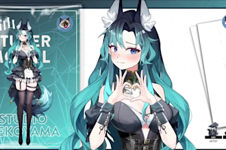 draw live2d vtuber, 2d vtuber model, live2d rigging, vtuber model, anime