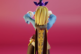 3d character model design in anime or cartoon style