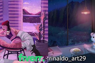 animate lofi in loop animation for streaming video