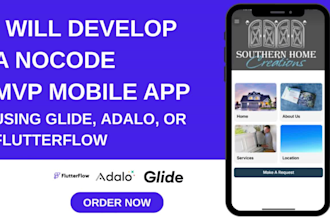 develop no code mvp mobile app using glide, adalo, or flutterflow