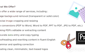 do image background removal, file conversion, and data entry