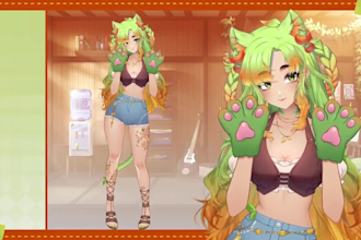 draw and rig live2d vtuber model, live 2d rigging, vtuber commission