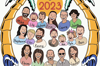 cartoon style family portrait