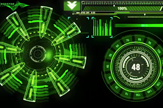 do  2d hud animation,  UI and UX design, futuristic hologram toon boon harmony