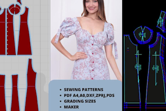 make a sewing pattern and gradding for your projects