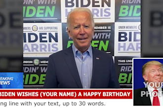 make greeting news video where president joe biden wishes a happy birthday