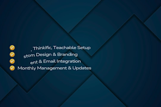 setup kajabi, thinkific, teachable, online course website and managed monthly