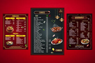 design a modern a4 multi page menu booklet for restaurants