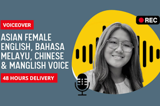 record professional asian female voice over in english