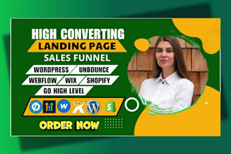design or redesign wordpress, wix, shopify, webflow landing page or sales funnel