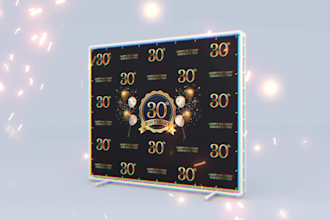 design  backdrop, yard sign, step and repeat banner within 4 hours