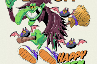 design a custom retro and vintage mascot for a tshirt, and sticker