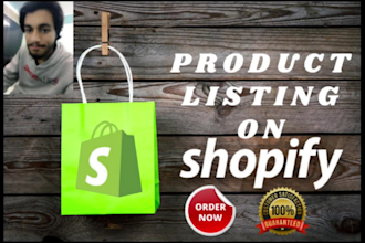 do shopify product listing, product upload, data entry