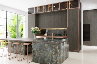 model 3d visualize kitchen bathroom and bar interior design