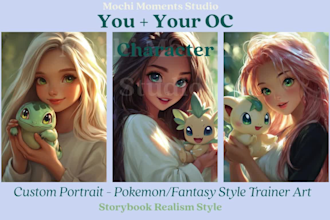 draw you and your pet in a custom anime style portrait, pfp