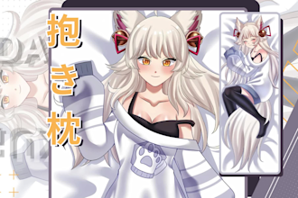 draw custom sfw dakimakura body pillow art for your oc, vtuber or waifu