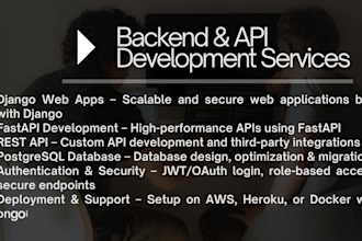 build web apps, rest apis, and backends using python django, postgres