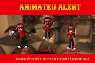 design custom animated twitch alert for your gaming channel