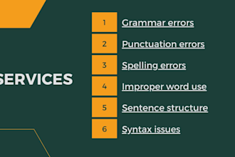 check grammar, and spelling, proofread and edit writing