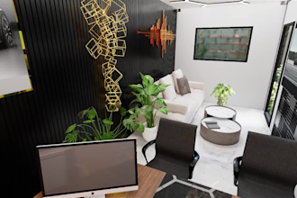 do 3d interior design living, bed room modern and luxury