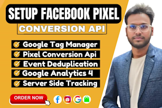 setup meta facebook pixel conversion API, ga4 server side tracking with GTM