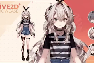 design and rig male and female live2d vtuber model custom vtuber for streaming