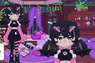 draw a pixel vtuber model, pixel live2d rigging, vtuber model for steaming