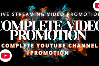 complete youtube live streaming promotion channel, video promotion engagement