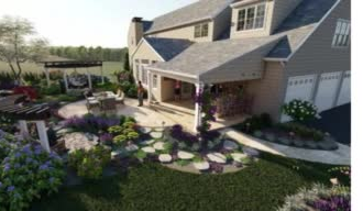 design front yard backyard pool garden patio deck terrace 3d landscape rendering