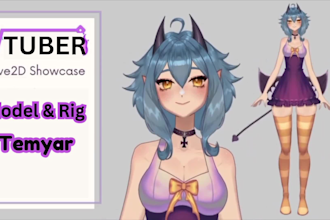 draw and rig live2d vtuber model , vtuber rigging , live2d model , vtuber design