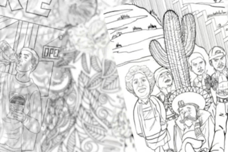 illustrate awesome line art for unique coloring page