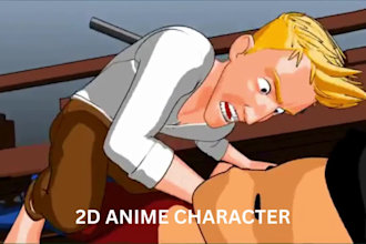 2d japanese anime, 2d cartoon illustration, 2d character animation