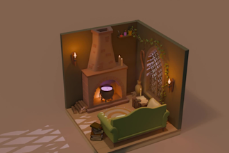 create a stylized low poly 3d model with animation
