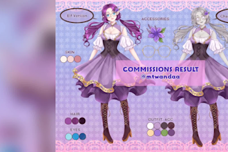 draw reference sheet character design for oc ,vtuber, game
