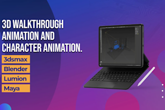 do 3d walkthrough animation and character design