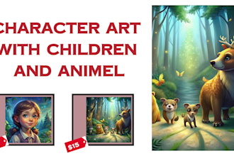 do children story book illustration and book cover with ai