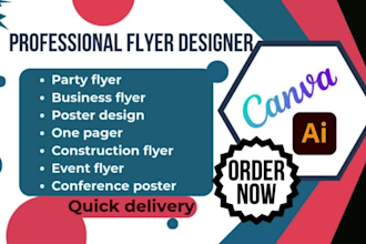 design flyer, poster, pamphlet leaflet, catalog and one pagers for your business