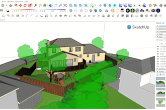 draw 3d with sketchup from eksisting building and landscape