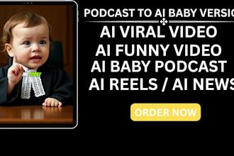 do ai baby tiktok podcast, ai short film, ai baby podcast video, ai short reels