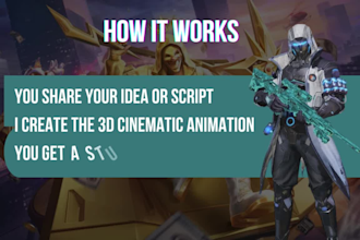 create a cinematic 3d animation story video for free fire, cod, pubg,bloodstrike