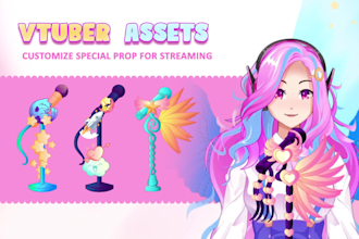 design unique vtuber props or assets for live2d streaming