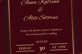 design stunning weeding invitation cards as jpg, PDF or video