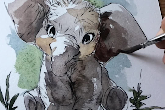sketch your cute pet animal in water color