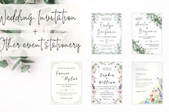 design custom wedding invitation, save the date, menu, and thank you cards
